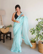 Vamsee Devika Sky Organza Silk Saree