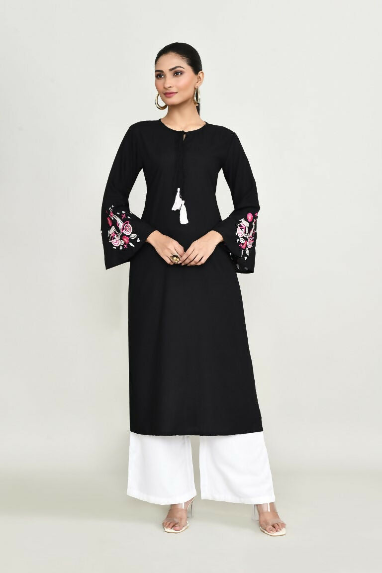 Joban Fashion Black Rayon Kurta Set