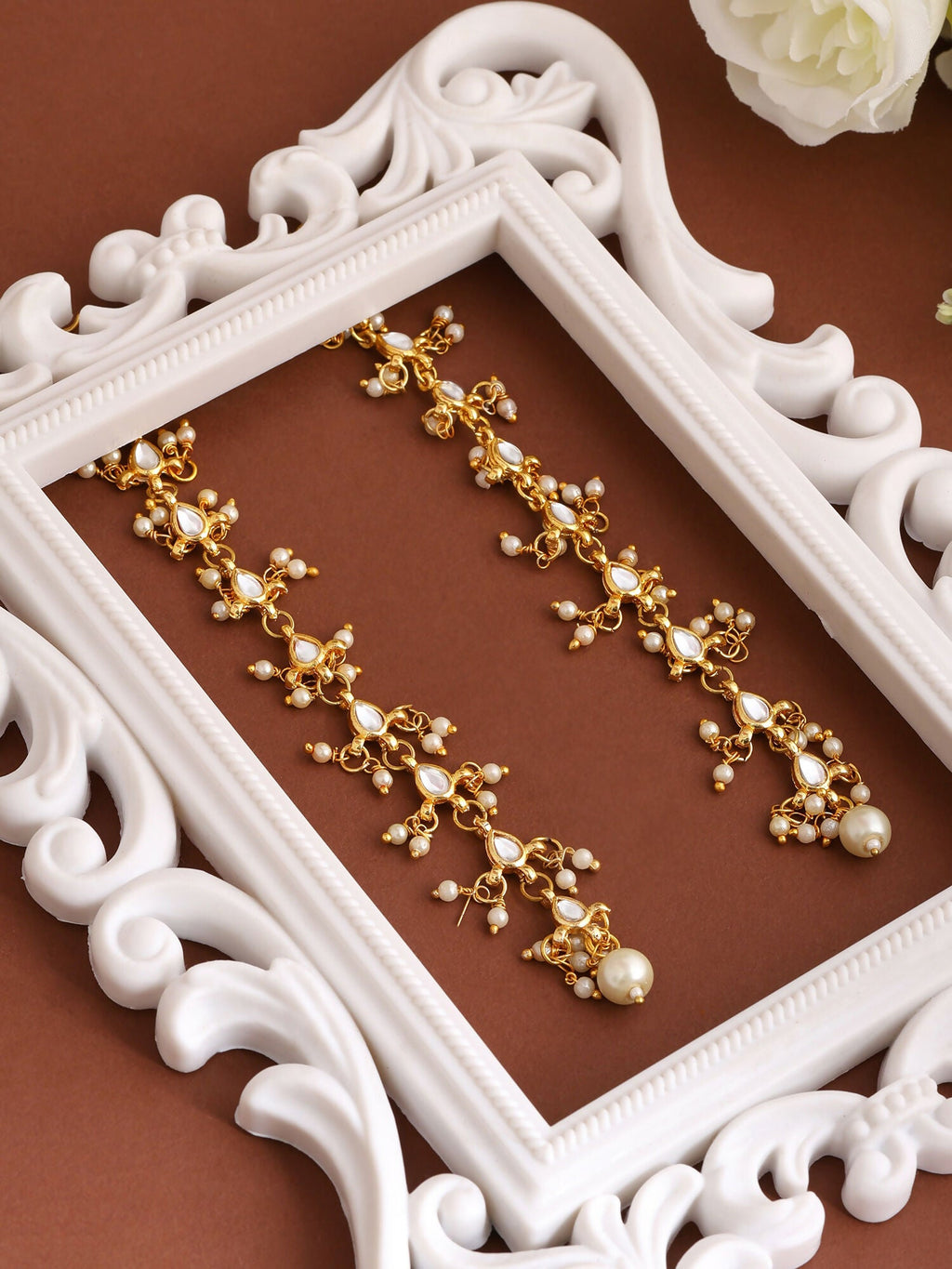 Ruby Raang Pearl And Stones Earrings - Distacart