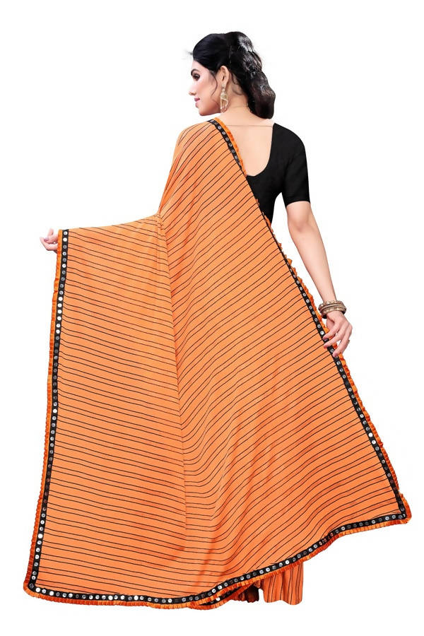 Vamika Orange Malai Silk Printed Saree (Zigzag Orange)