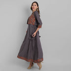 Juniper Women's Grey Rayon Printed Flared Dress - Distacart