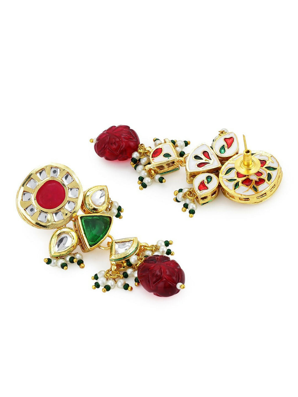 Maharani Multi Kundan Choker with Earrings- Ruby Raang
