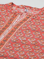 Yufta Peach and Off White Kurta Trouser Set