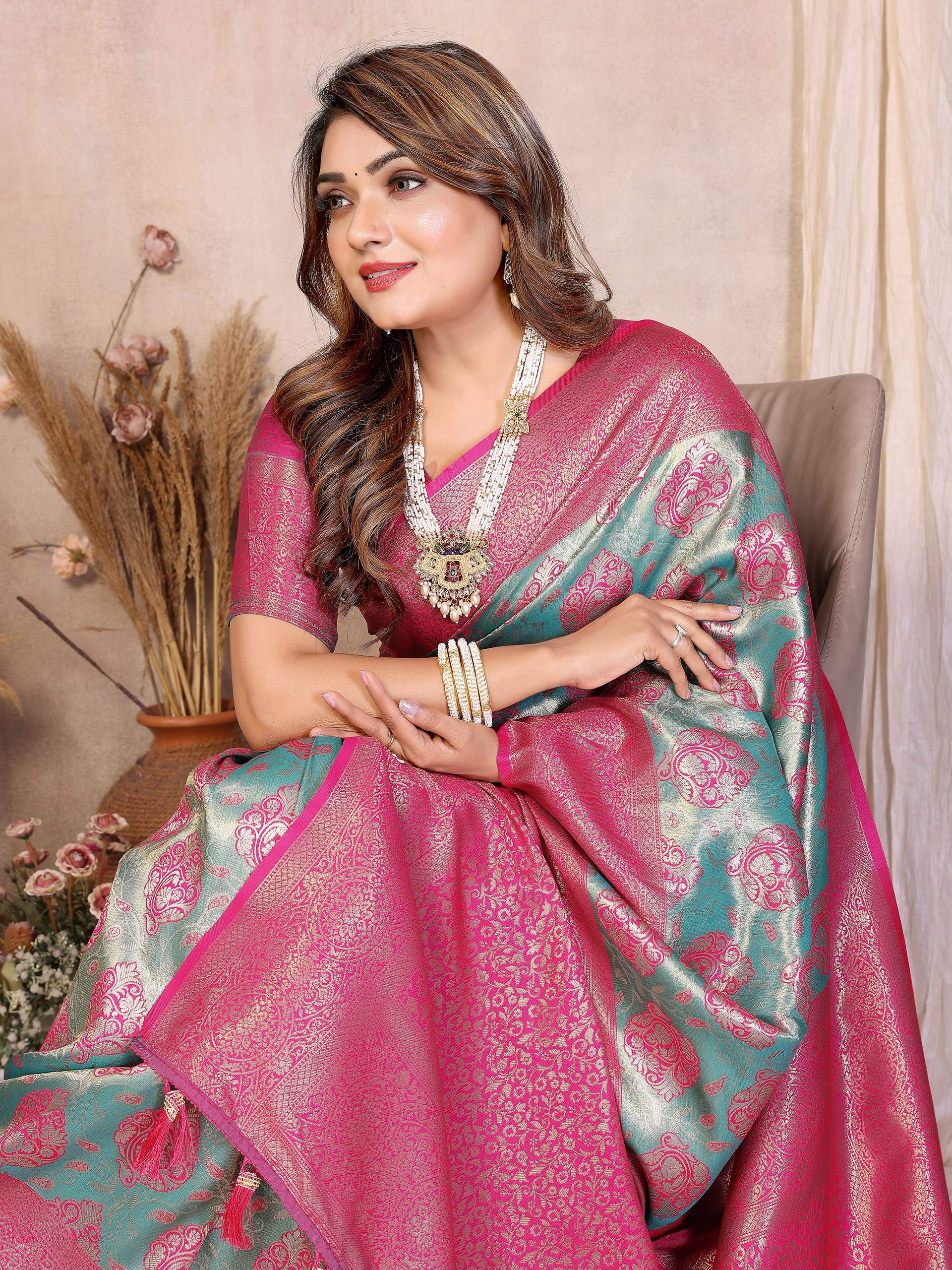 Aastha Fashion Aqua Banarasi Tissue Silk Weaving Saree - Distacart