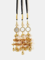 Ruby Raang Gold Gota Pati Work And Black Thread And Shells With Gold Stones Ghungroo