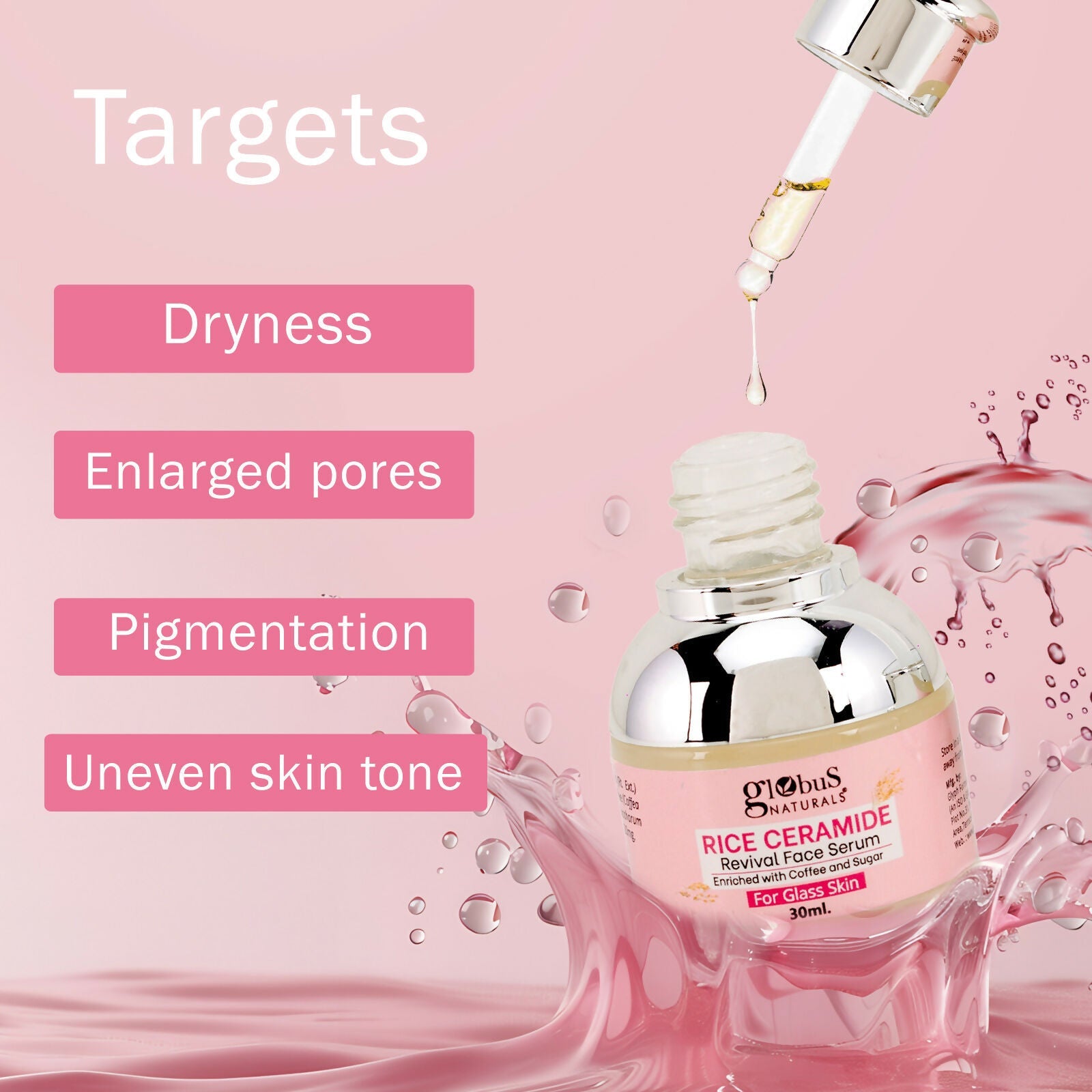 Globus Naturals Rice Ceramide Revival Face Serum, For Korean Glass Skin - Distacart