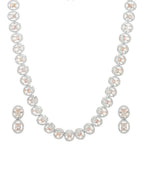 Single Color Diamond & Semi Precious Stone Neckpiece with Earrings- Ruby Raang