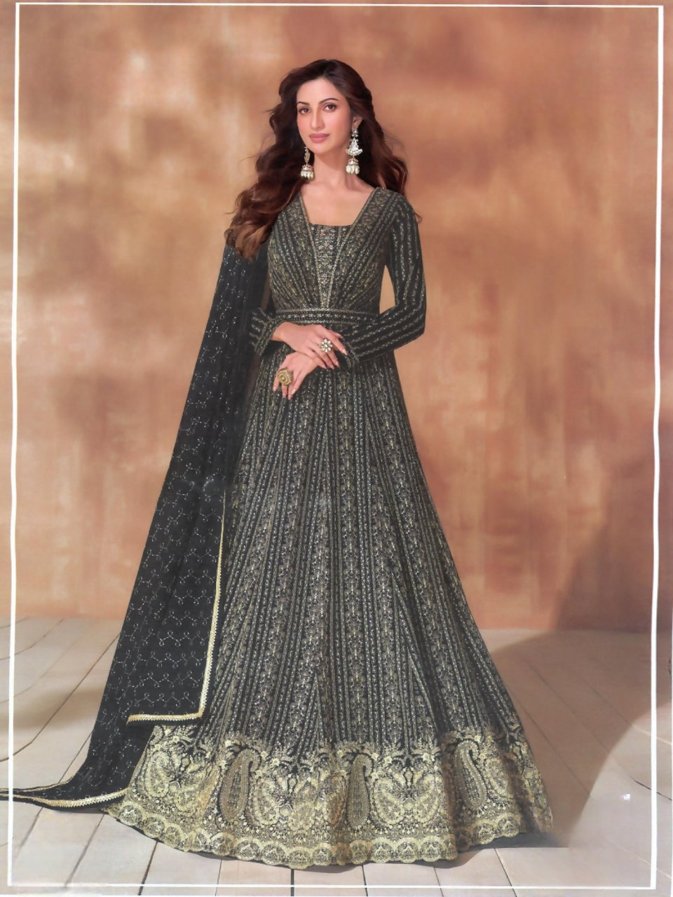 Anaita Black Georgette Readymade Anarkali Suit with Sequence Work - Distacart