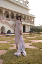 Jyoti Fashion Women's Beige Cotton Silk Hand Work with Floral Printed Kurta Set