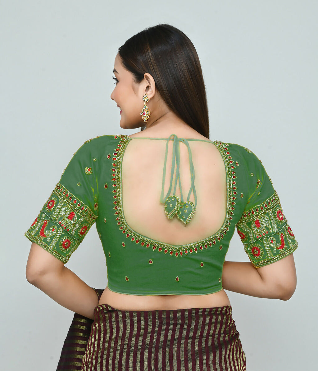 Joban Fashion Women's Green Embroidered Stitched Blouse - Distacart
