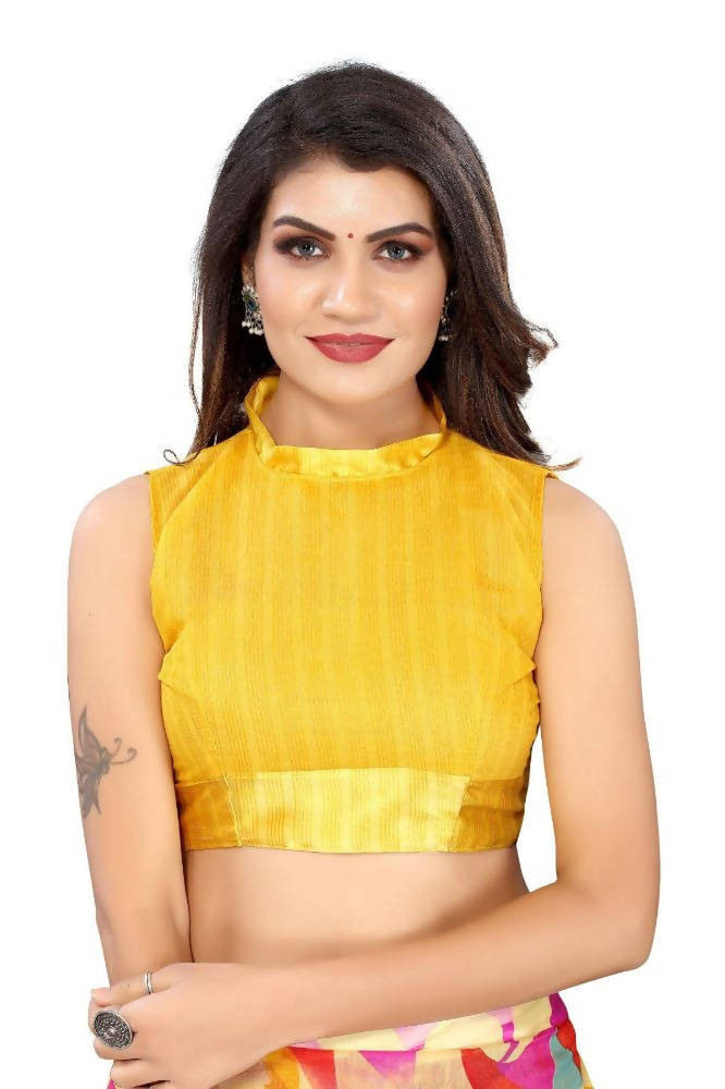Vamika Yellow Linen Satin Border Saree