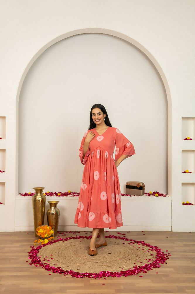 Joban Fashion Pink Tie & Dye Cotton Dress - Distacart