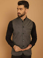 Even Apparels Nehru Jacket With Welt Pockets - Grey