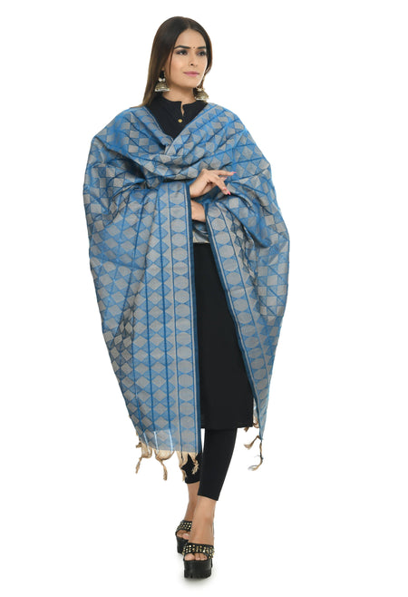 Mominos Fashion Moeza Handloom Cotton Blue Dupatta