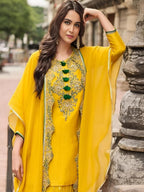 Evanik Designer Chinon Silk With Embroidered Sequence Work Plazzo Suit