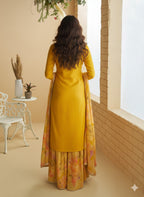 Evanik Women Yellow Chinon Silk Zari Embroidered Sequins Sharara Suit - Distacart