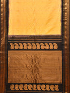 Yellow and Black Gadwal Silk Handloom Saree with Mango Pallu Design - Global Threads