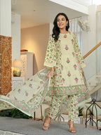 Yufta Yellow Cotton A Line Kurta Dupatta Set