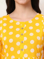 Yufta Yellow Cotton Maternity Gathered Or Pleated Kurta Pants Set