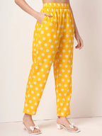 Yufta Yellow Cotton Maternity Gathered Or Pleated Kurta Pants Set