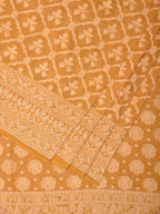 Yellow Cut Work Tussar Cotton Handloom Saree with All Over Jamdani Style Design - Global Threads