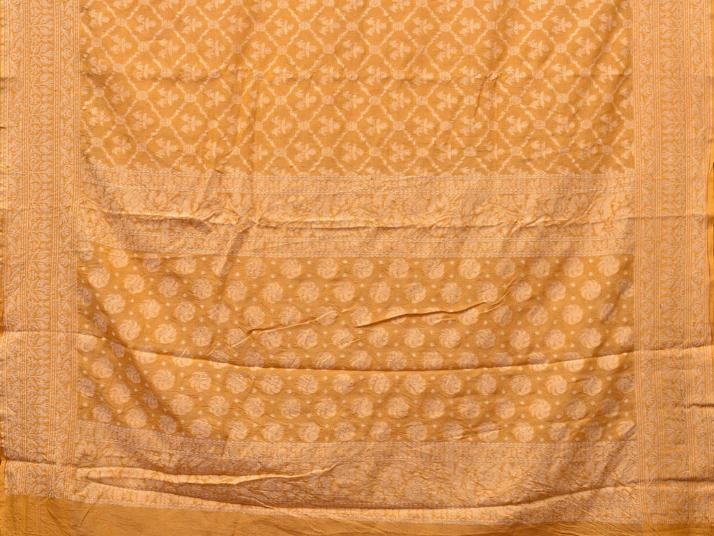 Yellow Cut Work Tussar Cotton Handloom Saree with All Over Jamdani Style Design - Global Threads