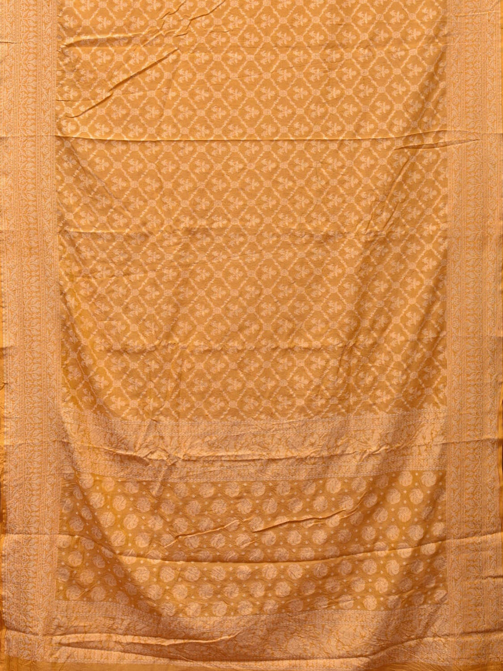 Yellow Cut Work Tussar Cotton Handloom Saree with All Over Jamdani Style Design - Global Threads