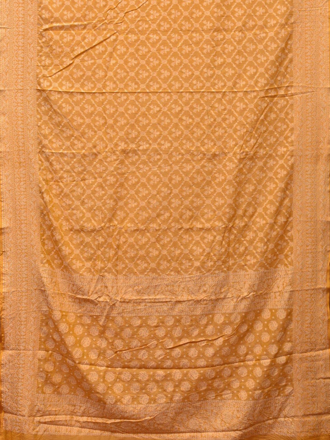 Yellow Cut Work Tussar Cotton Handloom Saree with All Over Jamdani Style Design - Global Threads