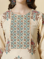 Yufta Yellow Floral Print Cotton Sequins Work Kurta Set With Pant & Dupatta - Distacart