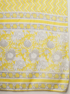 Yufta Yellow Floral Print Straight Kurta Trouser Dupatta Set - Distacart