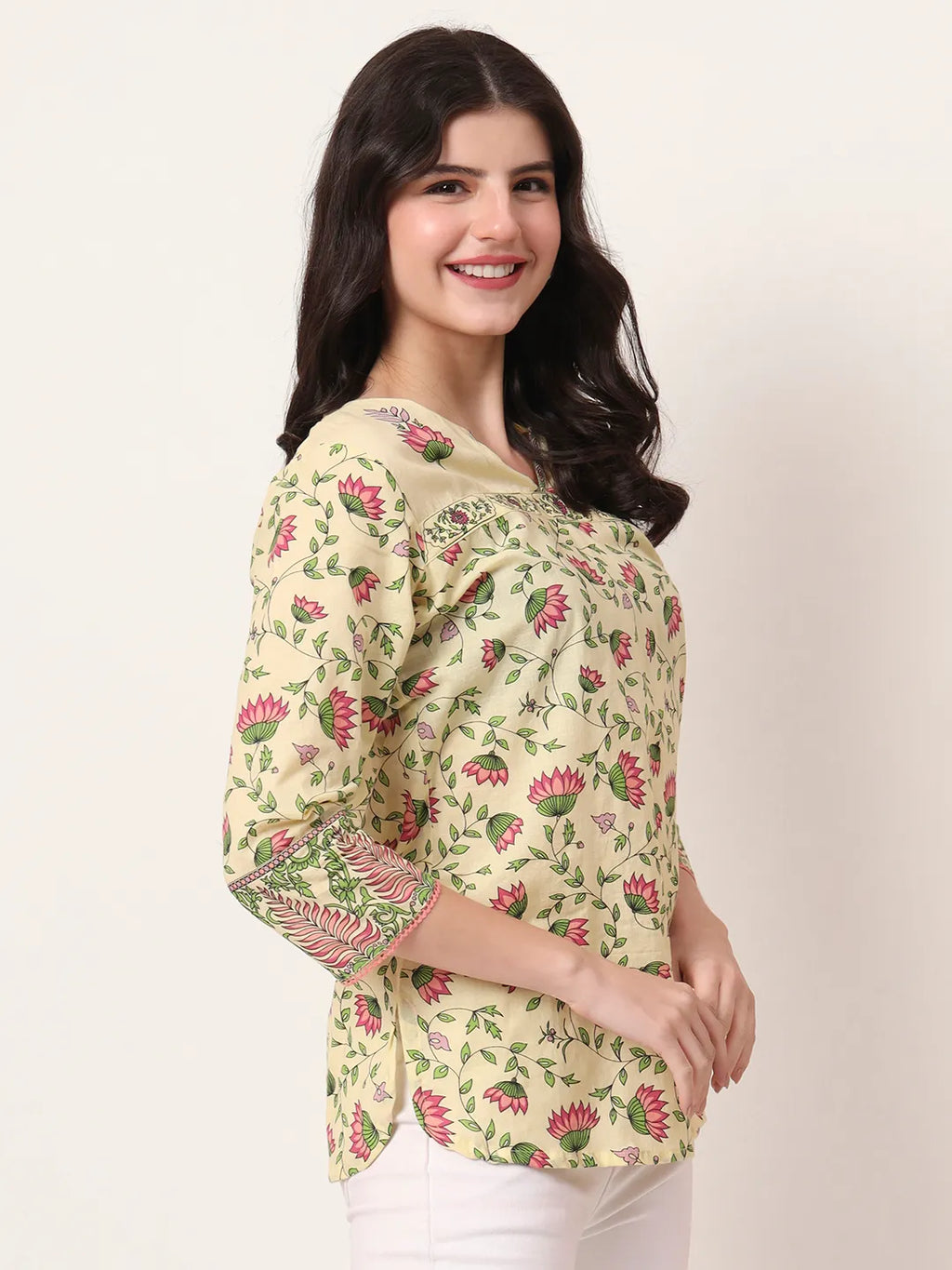 Yufta Yellow Pure Cotton Peplum Top
