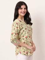 Yufta Yellow Pure Cotton Peplum Top