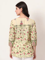 Yufta Yellow Pure Cotton Peplum Top