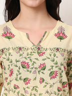 Yufta Yellow Pure Cotton Peplum Top