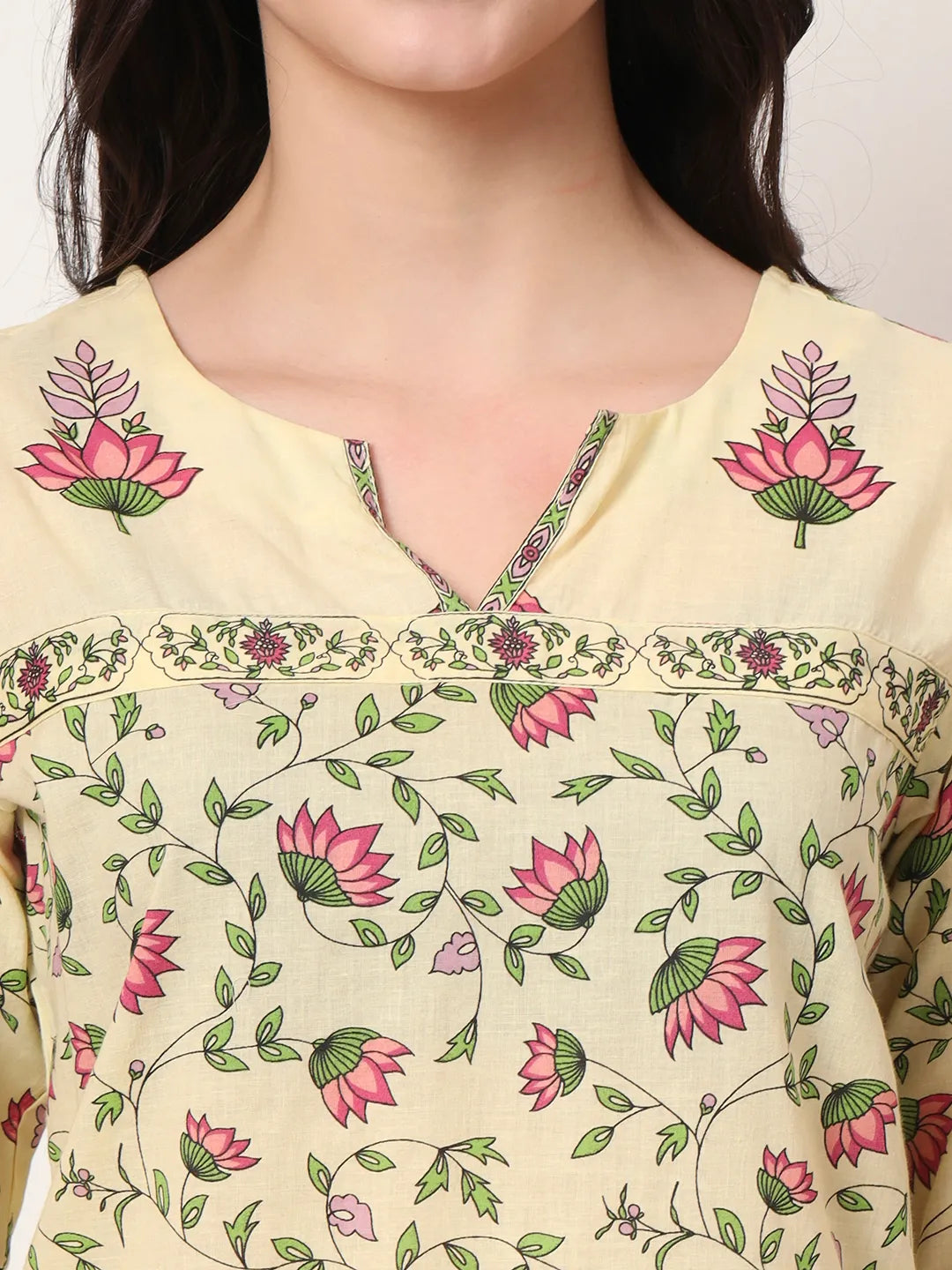 Yufta Yellow Pure Cotton Peplum Top