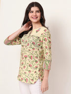 Yufta Yellow Pure Cotton Peplum Top