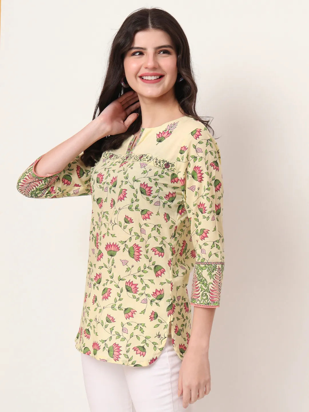 Yufta Yellow Pure Cotton Peplum Top
