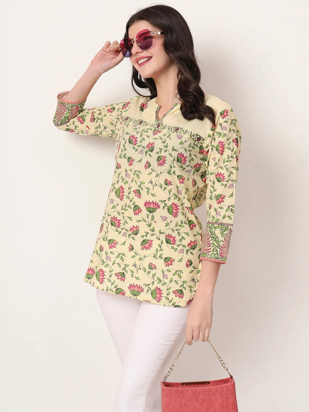 Yufta Yellow Pure Cotton Peplum Top
