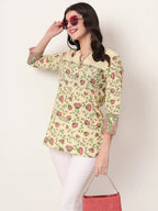 Yufta Yellow Pure Cotton Peplum Top