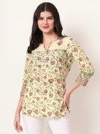 Yufta Yellow Pure Cotton Peplum Top