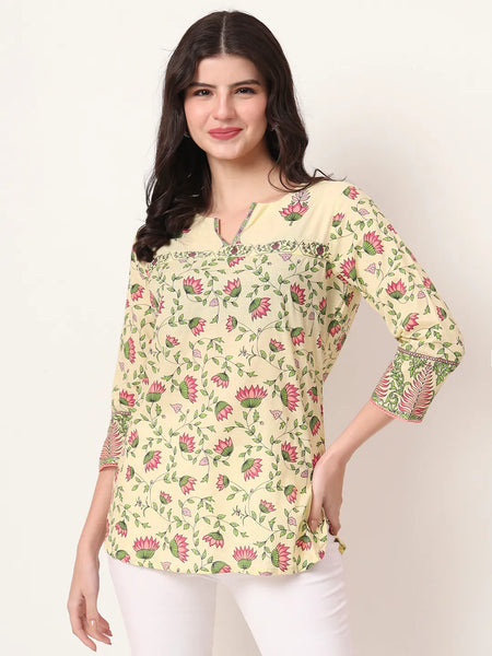 Yufta Yellow Pure Cotton Peplum Top