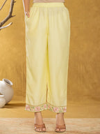 Yufta Yellow Silk Blend Pakistani Style Kurta Dupatta Set
