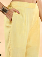 Yufta Yellow Silk Crepe Sequins Work Straight Kurta Dupatta Pant Set - Distacart