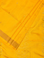 Yellow Uppada Silk Handloom Saree with Karpur Pallu Design - Global Threads