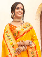 Anaita Yellow Silk Saree With Blouse Piece - Distacart