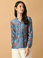 Myshka Women's Multi Satin Printed Smart Shirt