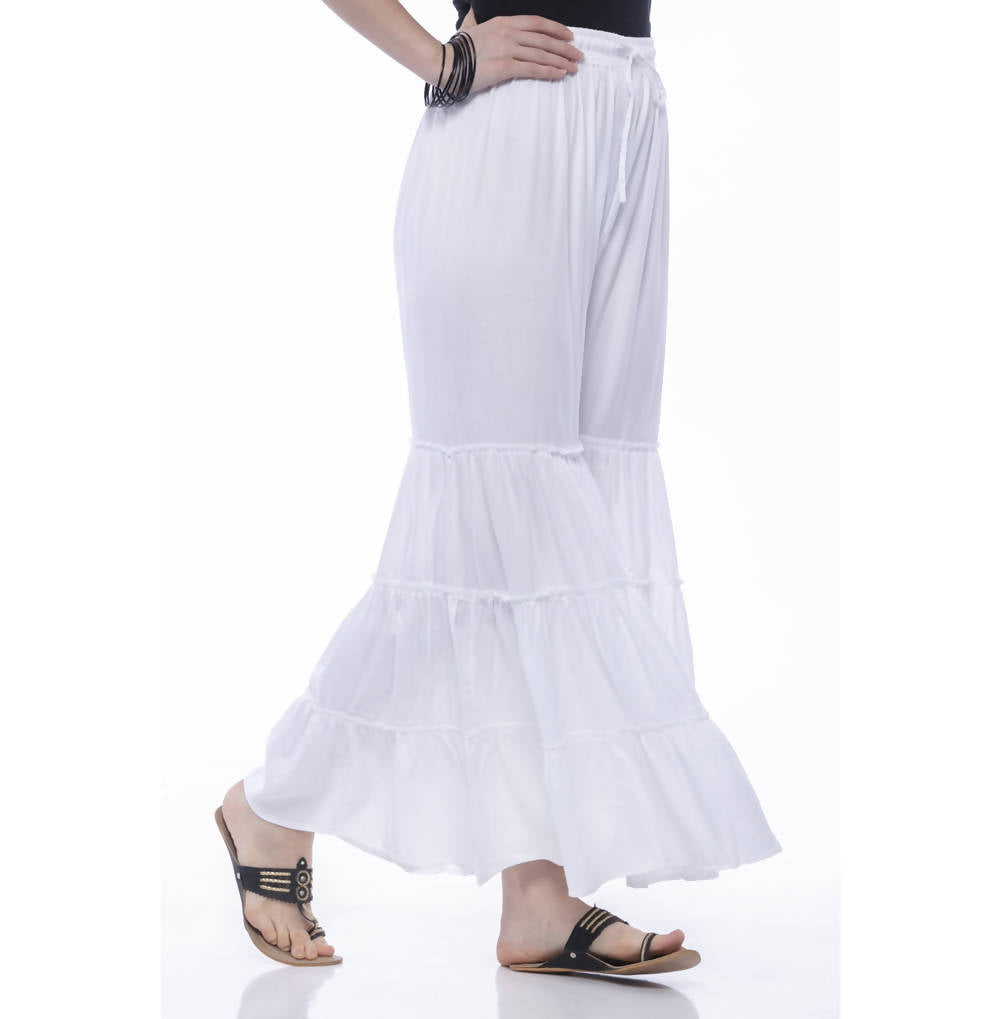 Mominos Fashion Reyon Cotton White Palazzo - Distacart