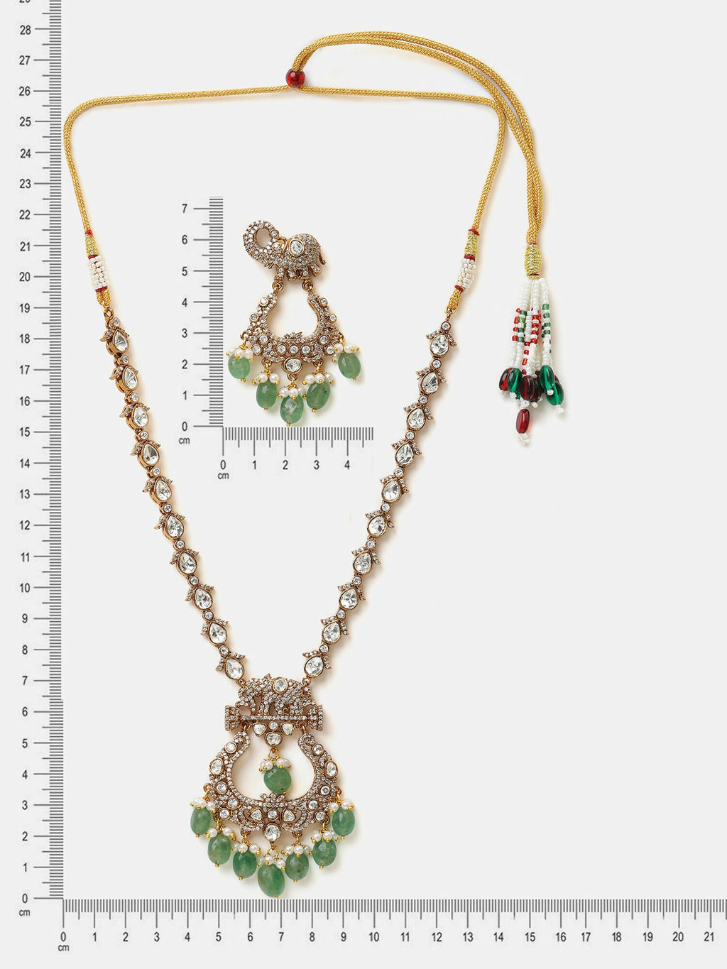 Ruby Raang Maharani Pendant Necklace And Earrings