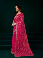 Joban Fashion Rani Pink Net Party Wear Sarees - Distacart