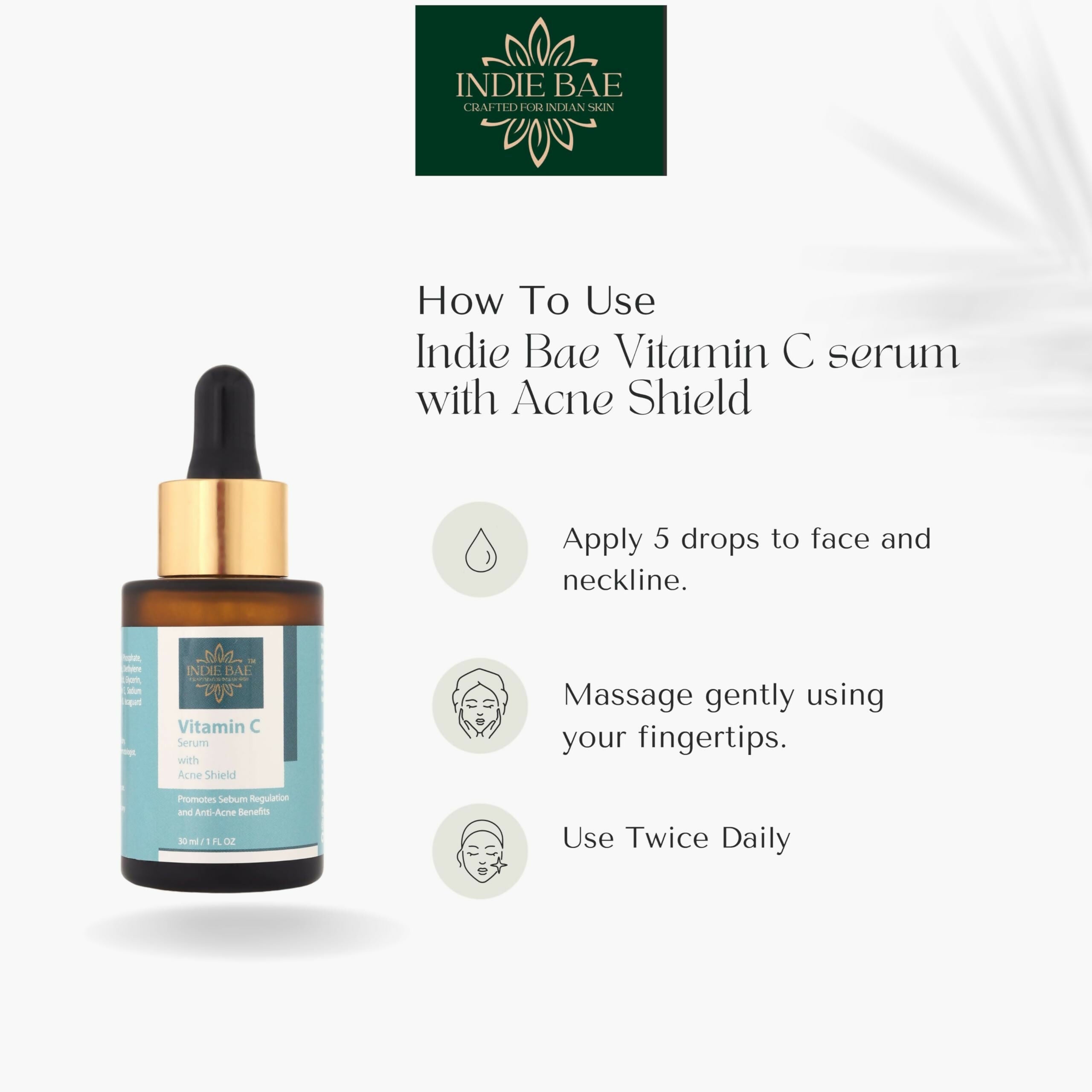 Indie Bae Crafted For Indian Skin: Vitamin C Serum With Acne Shield